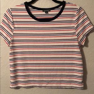 Striped short sleeve crop top